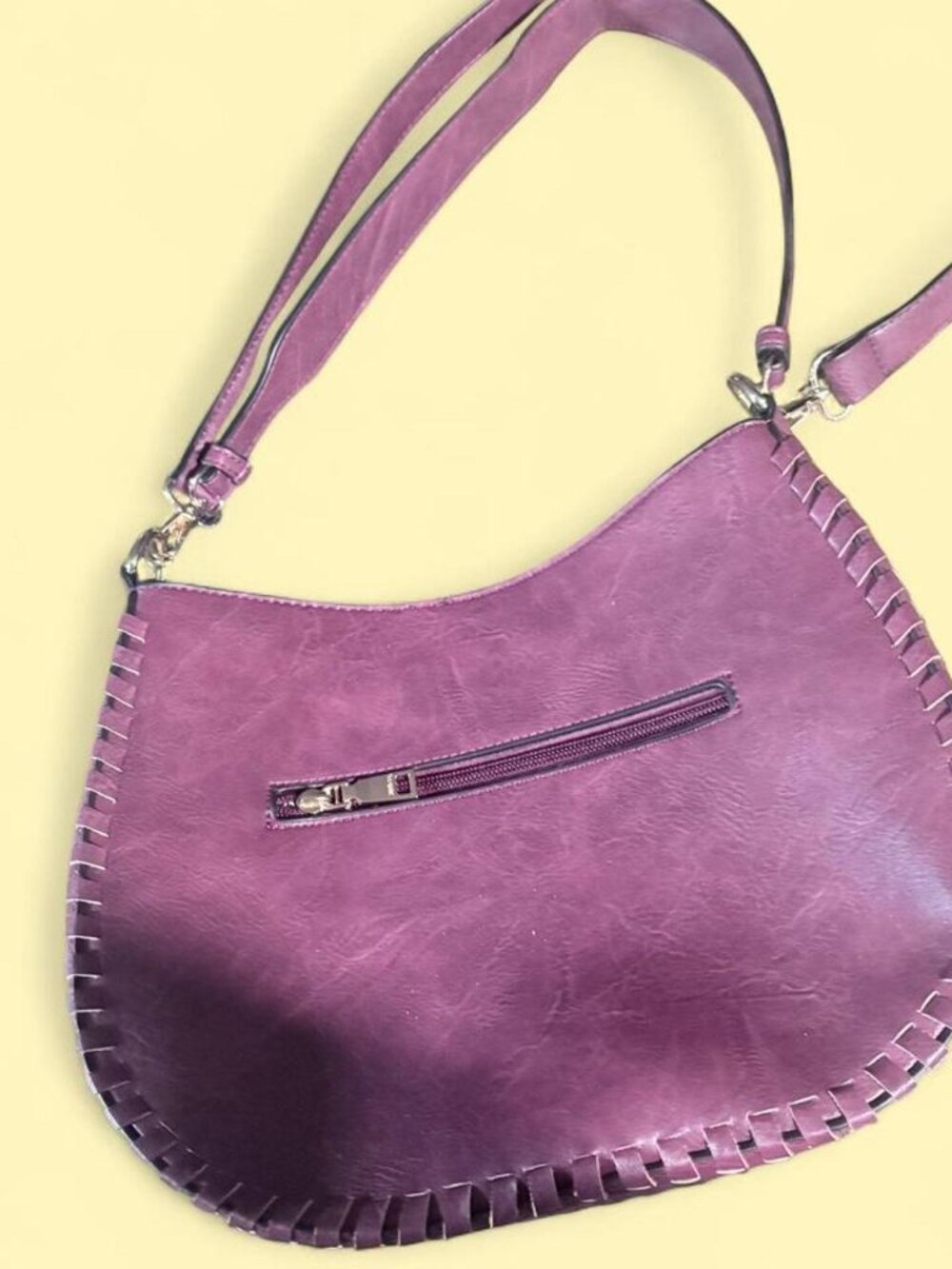 Women's Plum Leather Crossbody Hobo Bag
